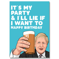 Personalised Boris It's My Party Card